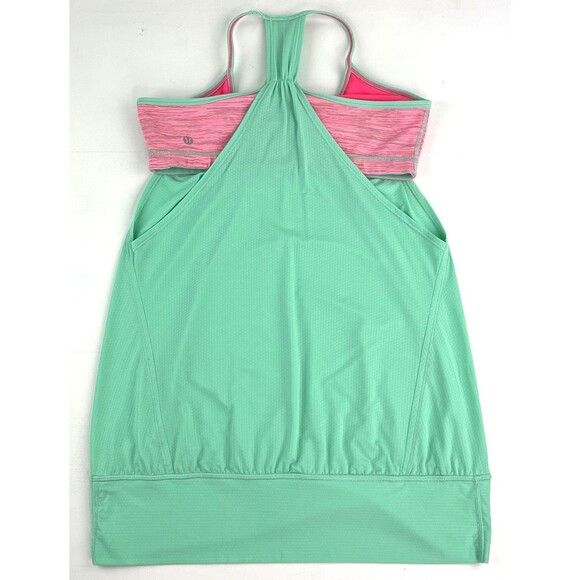 Lululemon Green No Limits Tank Top Womens Athletic Yoga Built In Bra Size 10 - Picture 3 of 7